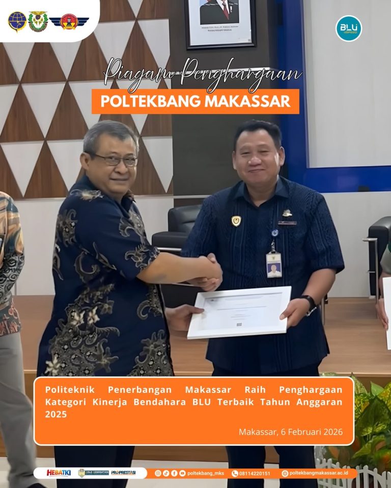 HEBAT-KI Poltekbang Makassar Raih Penghargaan Bendahara BLU Terbaik 2025 dari KPPN Makassar I